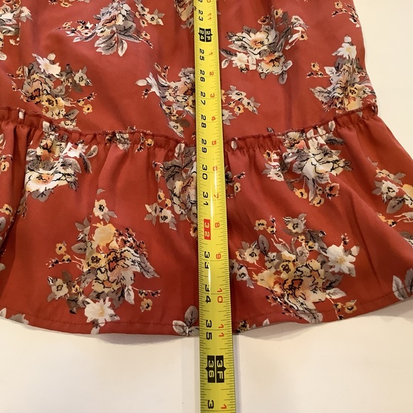 Xhiliration Mini Dress Size Small Spaghetti Straps Orange Floral Print Y2K 90s - Picture 8 of 10